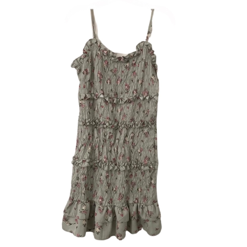Mint Green and White Ruched Spaghetti Strap Sundress